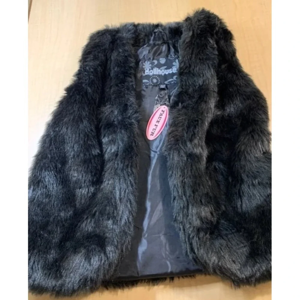 Dollhouse‎ Girls Faux Fur Black Vest NWT 10/12